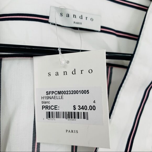 NEW SANDRO PARIS Naelle Blouse Stripes Top $340 - Picture 11 of 16